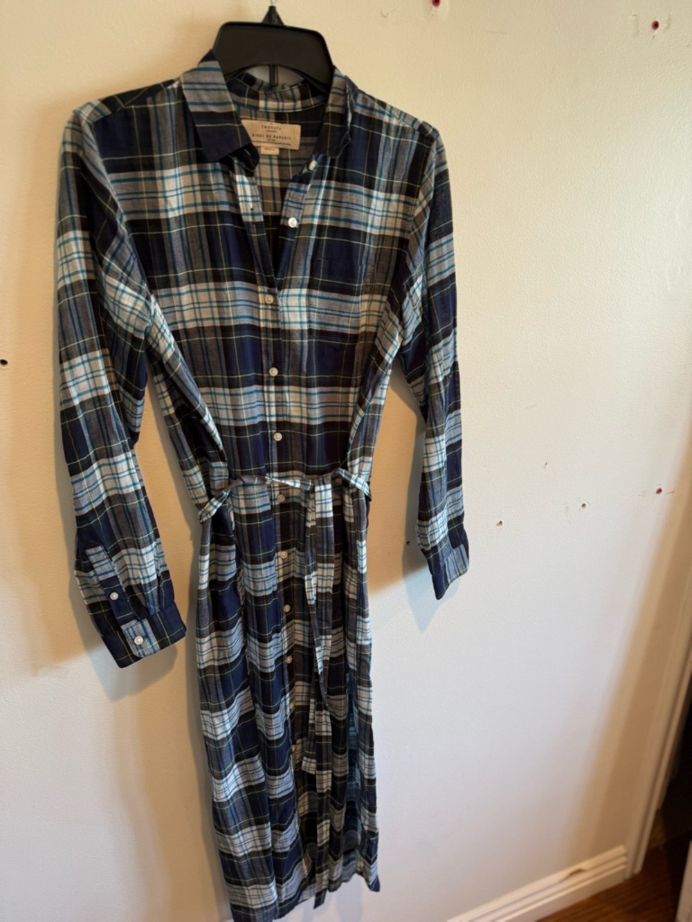Trovata Birds of Paradis Small Maxi Dress Cotton Lightweight Tie Waist Gingham - Picture 2 of 8